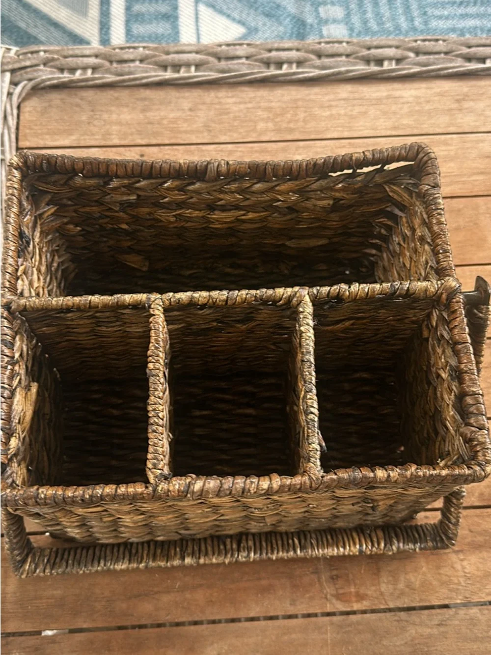 Natural Woven Hyacinth 4 Compartment Storage Organizer